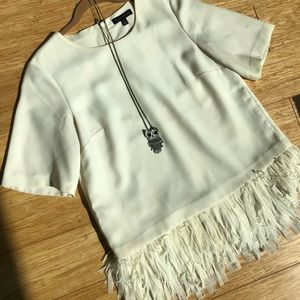 Banana Republic offwhite fun fringe top